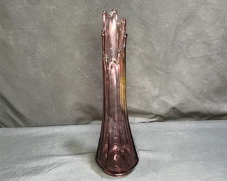 Vintage L.E. Smith MCM Amethyst Slung Vase    