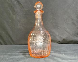Anchor Hocking Pink Mayfair Open Rose Decanter   