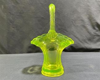 Westmorland Vaseline Glass Wedding Basket    