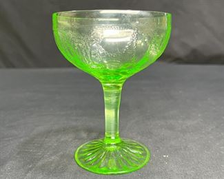 AH Green Cameo Ballerina Tall Champagne Glass    
