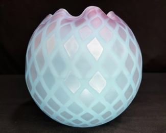 Lg. Antique Mt Washington Quilted Rose Bowl    