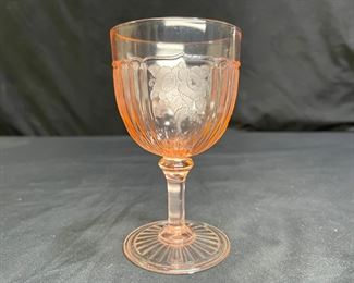 Anchor Hocking Pink Mayfair Open Rose Water Goblet