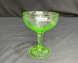 Uranium Glass Cameo Ballerina Tall Champagne