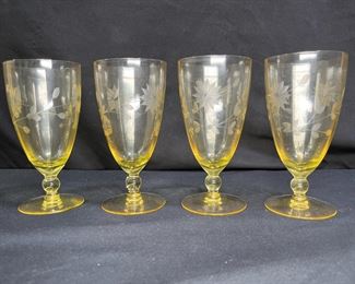 4 Vtg Lancaster Topaz Jubilee 10oz Tumblers