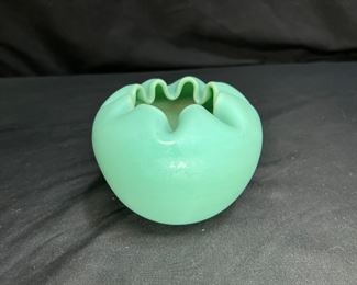 Victorian Satin Aqua Hand-Blown Rose Bowl