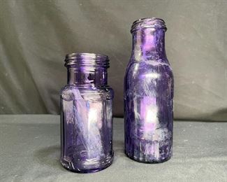2 Vintage Amethyst Bottles 