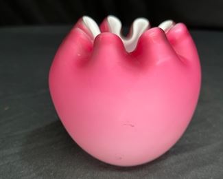 Mt. Washington Pinched Glass Rose Bowl      