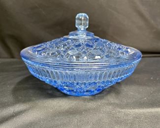 VTG Indiana Glass Co. Blue Windsor Candy Dish 