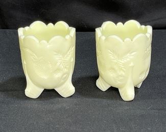 2 Custard Near Cut Uranium Toothpick Holders  