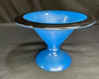 Antique Art Deco Black & Blue Mayonnaise Bowl  