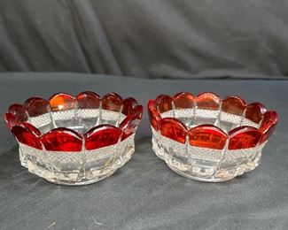 EAPG Ruby Glass Verona Sauce Bowls