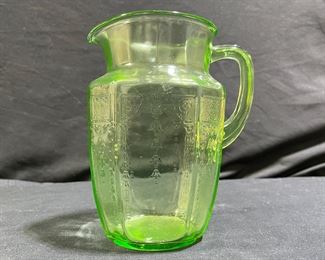 Hocking Glass Princess Green Uranium Pitcher  