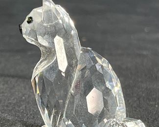 Swarovsi Crystal Sitting Cat  & Glass Stegosaurus 
