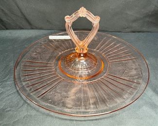 Pink Anchor Hocking Mayfair Center Handle Tray   
