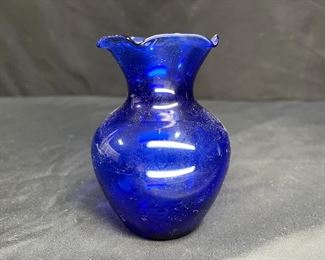 VTG Hand Blown Cobalt Blue Bud Vase       