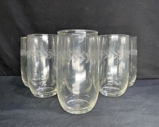 8 VTG Princess House Etched Iced Tea Tumblers 