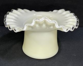 VTG Fenton Ivory Crest Downturn Hat Vase  