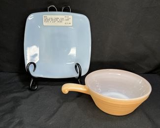 Fire-King Charm Plate & Peach Luster Beehive Bowl 