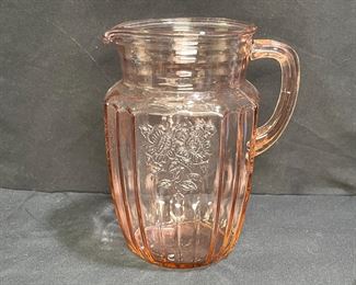 VTG Anchor-Hocking Pink Open Rose Pitcher  