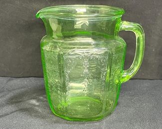 Hocking Glass 1930s Princess Uranium Glass Pitcher