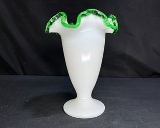 VTG Fenton Emerald Crest Cone Vase  