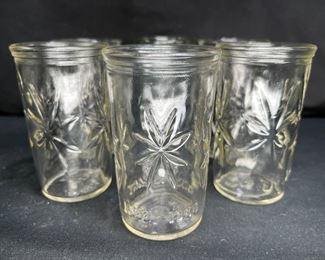 6 VTG Starburst MCM Jelly Jar Juice Glasses   