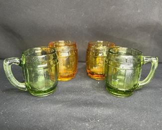 4 Miniature Barrel Style Handled Toothpick Holders