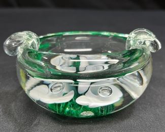 Joe St. Clair Floral Paperweight Ashtray  