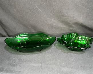 Forest Green Anchor-Hocking Candy & Relish Dishes 