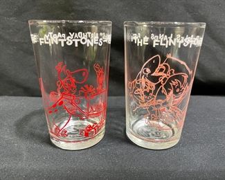 2 VTG 1962 Flintstones Welches Jelly Juice Glasses