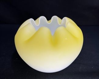 VTG Fenton Satin Glass Pinched Edge Rose Bowl 