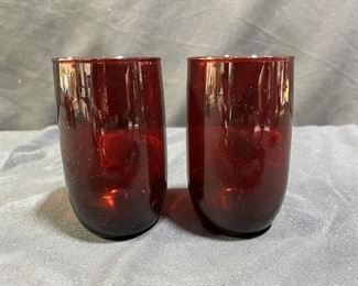 2 Anchor Hocking Ruby Red 9 oz Tumblers    