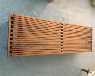 Vintage John Keal style expanding slat bench/table    60" L x 18" D x 11.5 H....expands to 8 Feet