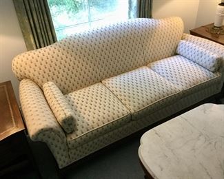 Camel Back 3 Cushion Couch w/Pineapple Pattern Fabric