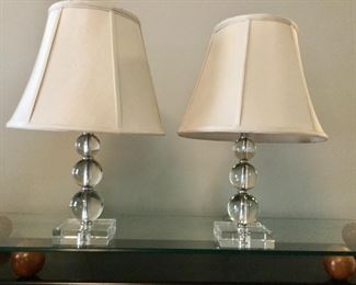 Pair  Crystal Ball Table Lamps