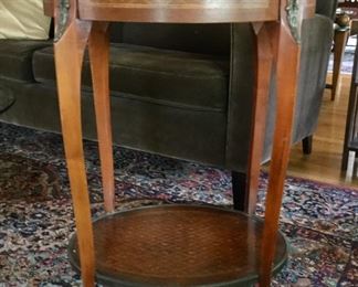 Louis XVI Accent Table w/Brass Gallery & Drawer