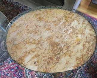 Previous Table - Marble Top w/Brass Pierced Gallery