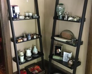 Black Wooden Ladder Shelves