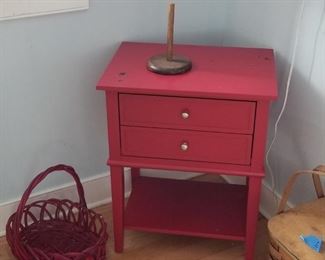 Nice red end table; Uncle Sam whirligig