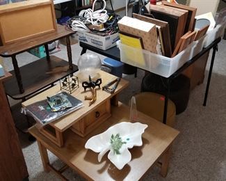 End tables,picture frames,extension cords, flashlights,bread container,