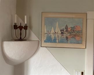 Sailing print candle holder.