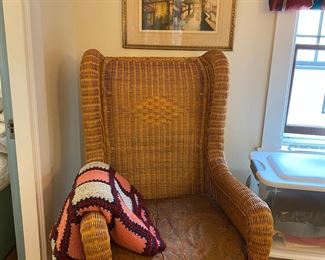 Rattan chair Ralph Lauren fabric.
