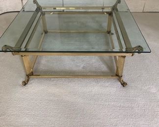 BRASS AND GLASS COCKTAIL TABLE