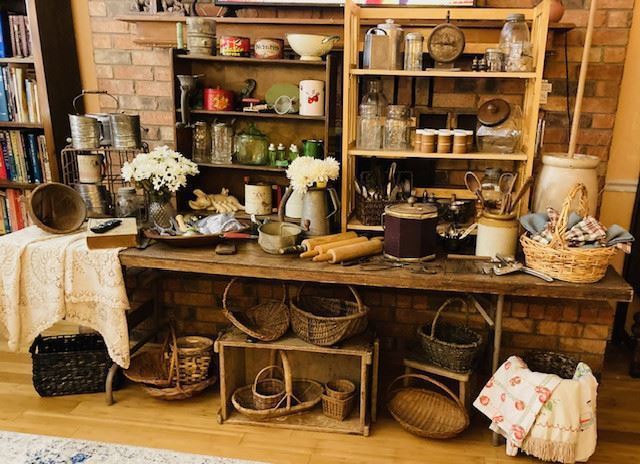 House Full of Baskets/Vintage Tablecloths/Household Items.