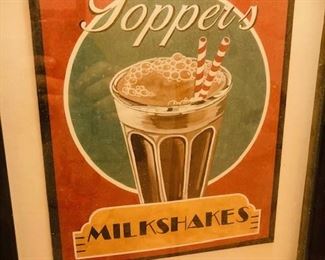 Framed Topper's Milkshake Sign.