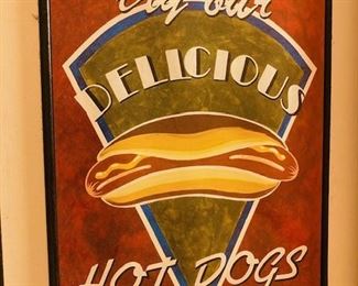 Framed Hot dog Sign.