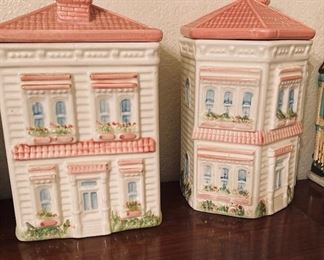 Vintage Avon Townhouse Canister Collection w/Salt & Pepper.