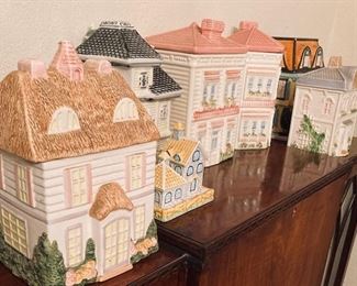 Vintage Avon Townhouse Canister Collection w/Salt & Pepper.