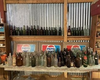 Large Selection of Vintage Glass Bottles.