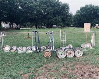 Good Selection of Auto Accessories including Vintage Hubcaps and Hubcap Sets.
